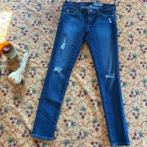Size 26 R- Deep Blue Distressed AG “The Legging” Skinny Jeans